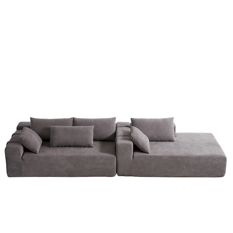 108 Chenille Modular L-Shaped Sectional Sofa with 6 Pillows, Reversible Chaise