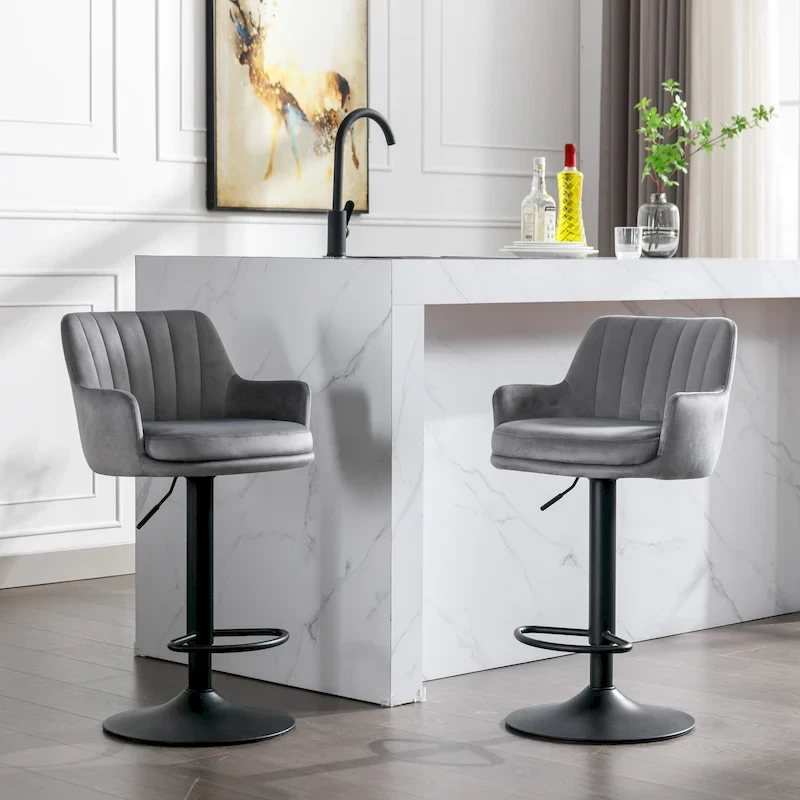 Set of 2 Adjustable Counter Height Bar Chairs for Kitchen