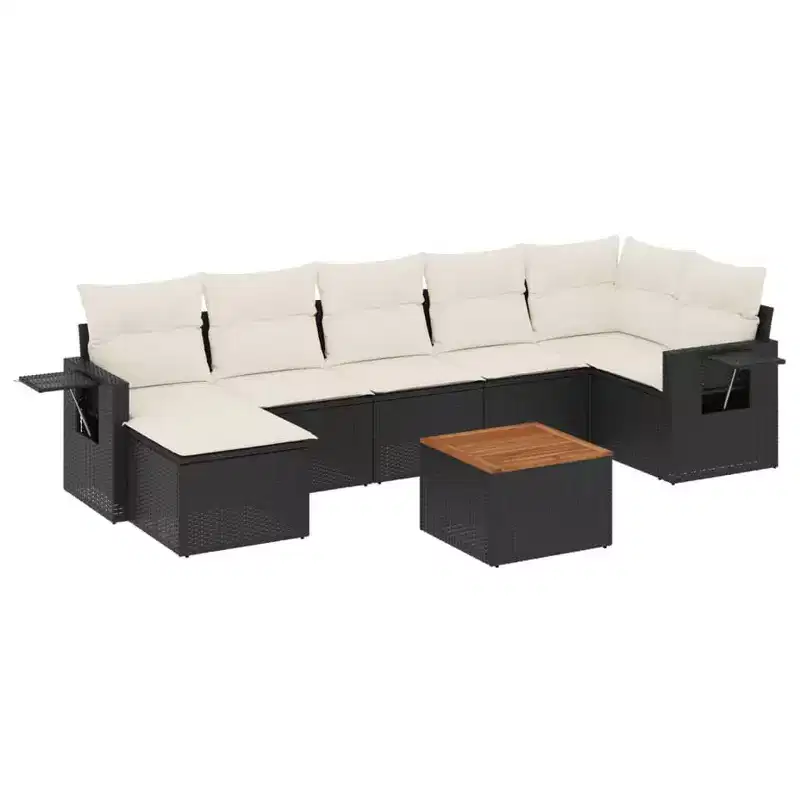 vidaXL Garden Sofa Set Black PE rattan Medium Modular Garden Sofa Set