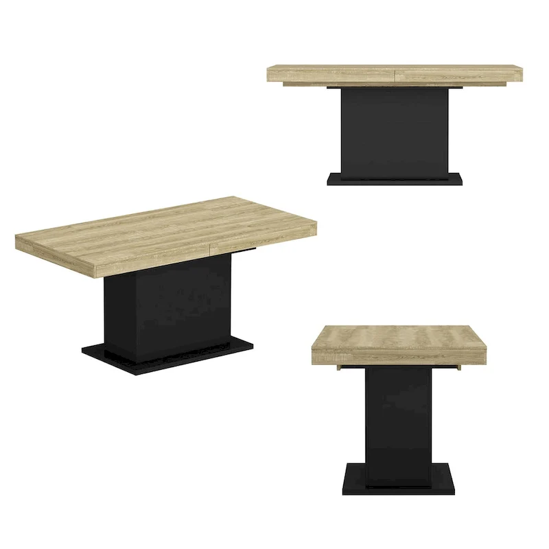 Large Dining Table - Wood Grain Finish, Seats 6-8 (Black/White)