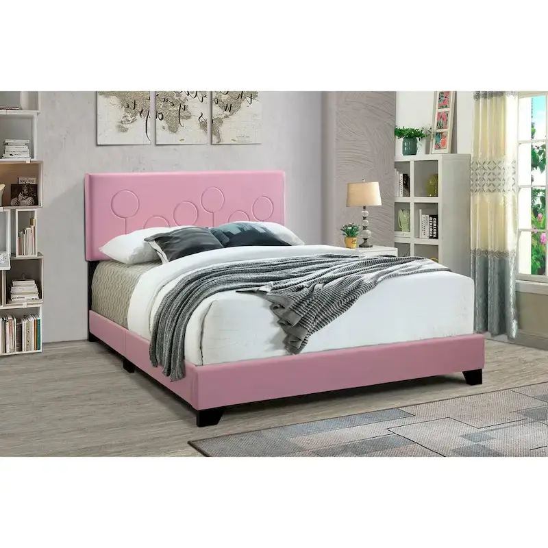 All-in-One Upholstered Pink Bed