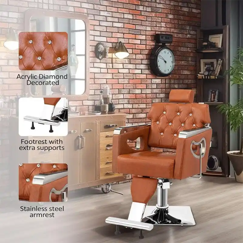 PVC Leather Reclining Salon Chair with Adjustable Headrest