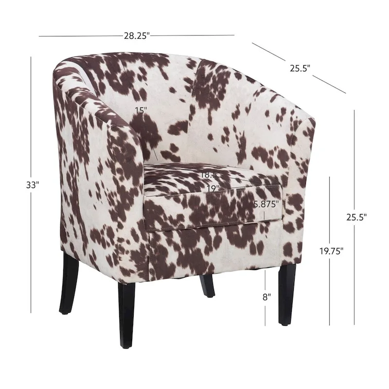 Brown and White Cow Print Club Chair