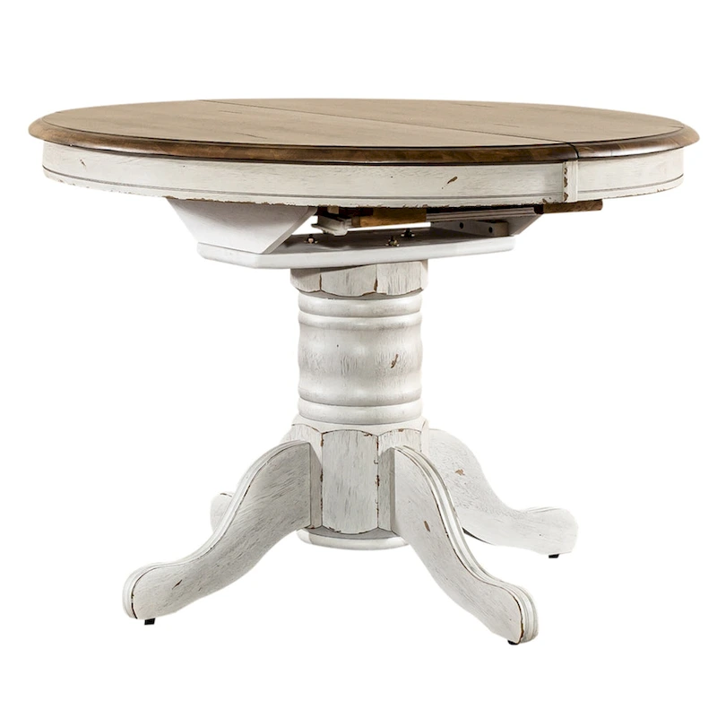 Carolina Crossing Antique Honey White Pedestal Table Set
