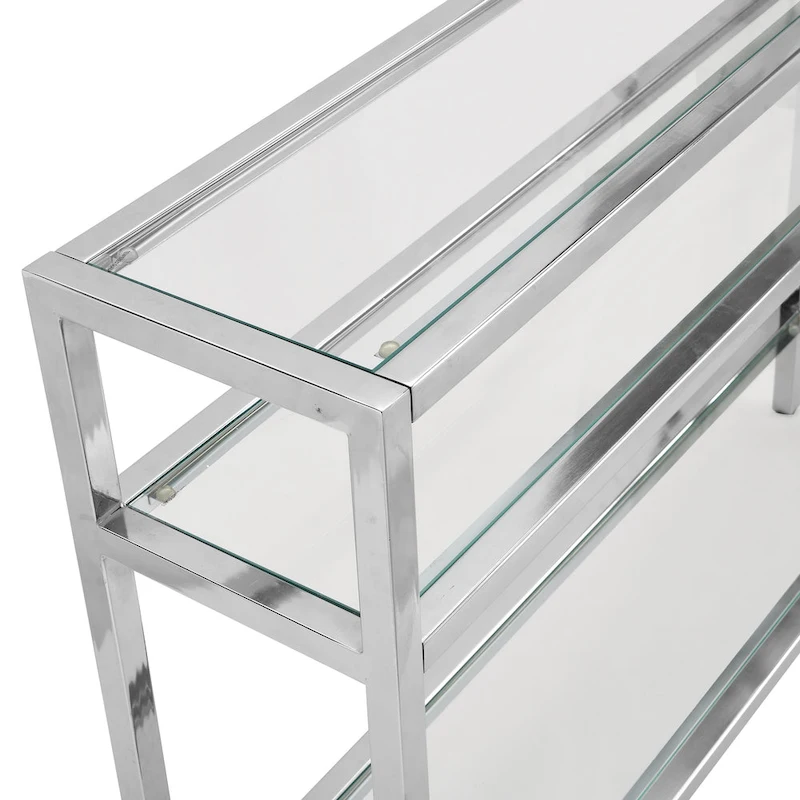 Carolina Living Chrysalis 3 Tier Glass Top Console Table - Gold