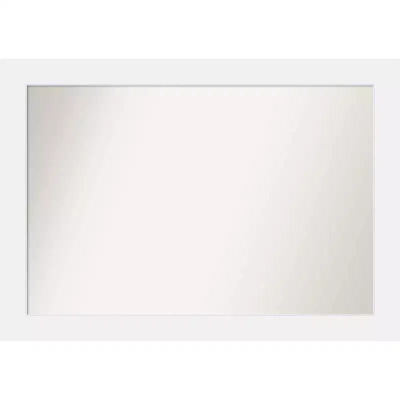 41" x 29" Non-Beveled Corvino White Wood Wall Mirror - Amanti Art: Modern Rectangle, Includes Mounting Hardware