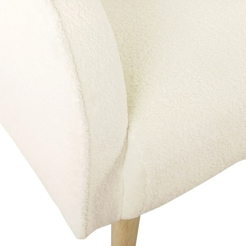 HomePop Sherpa Accent Chair with Wood Legs - Cream