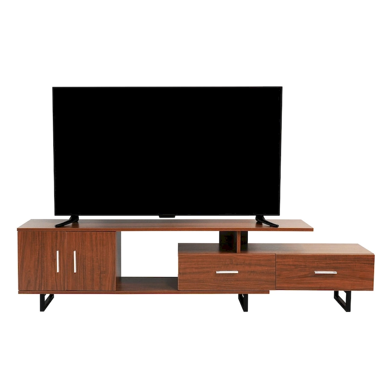 Avery 55-inch 2-Drawer 4-Shelf TV Stand in Steel