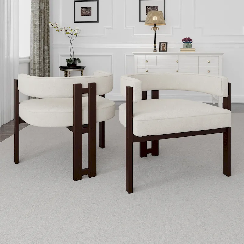 Modern Upholstered Accent Chair with Open Back, Barrel Style