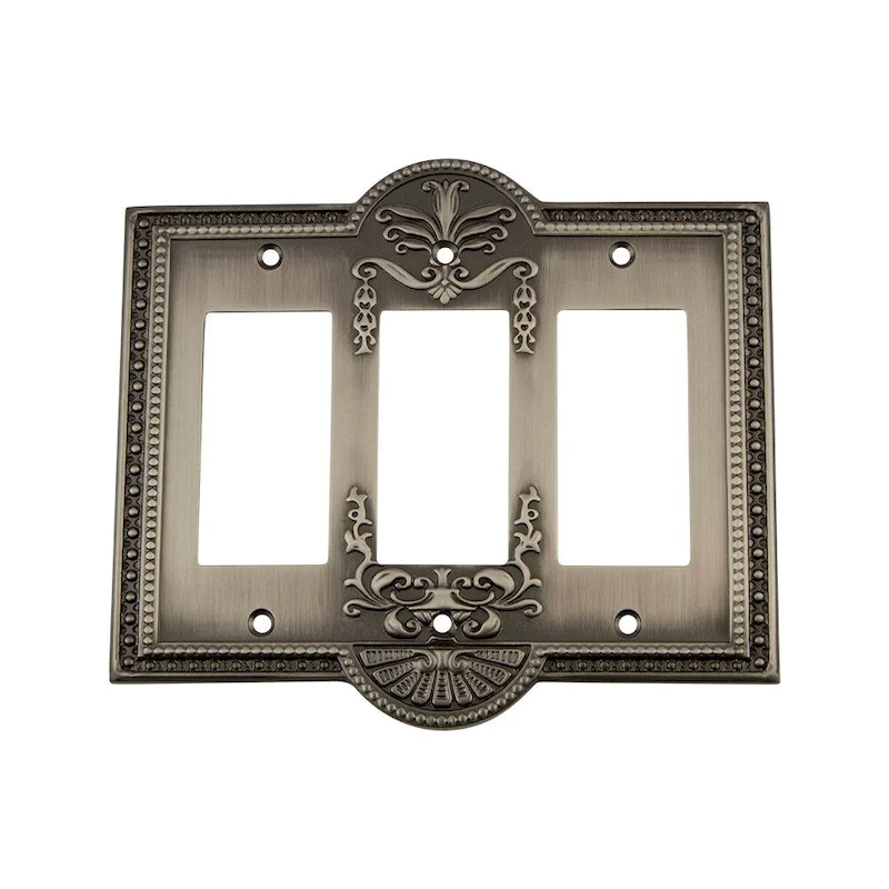 Nostalgic Warehouse MEA_SWPLT_R3 Meadows Triple Rocker / GFI Wall