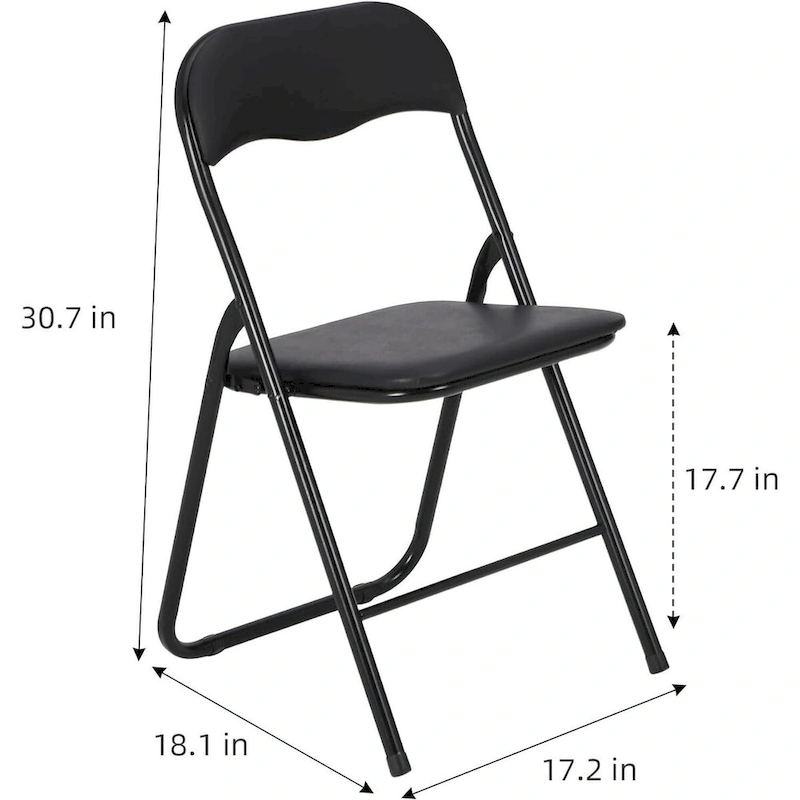 4 Folding Chairs with Cushion, with Non-Slip Feet Pads