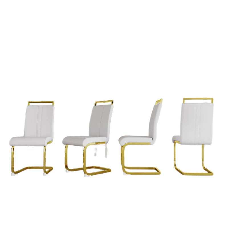 PU Leather High Back Upholstered Dining Chair w/ Metal Legs (Set of 4)