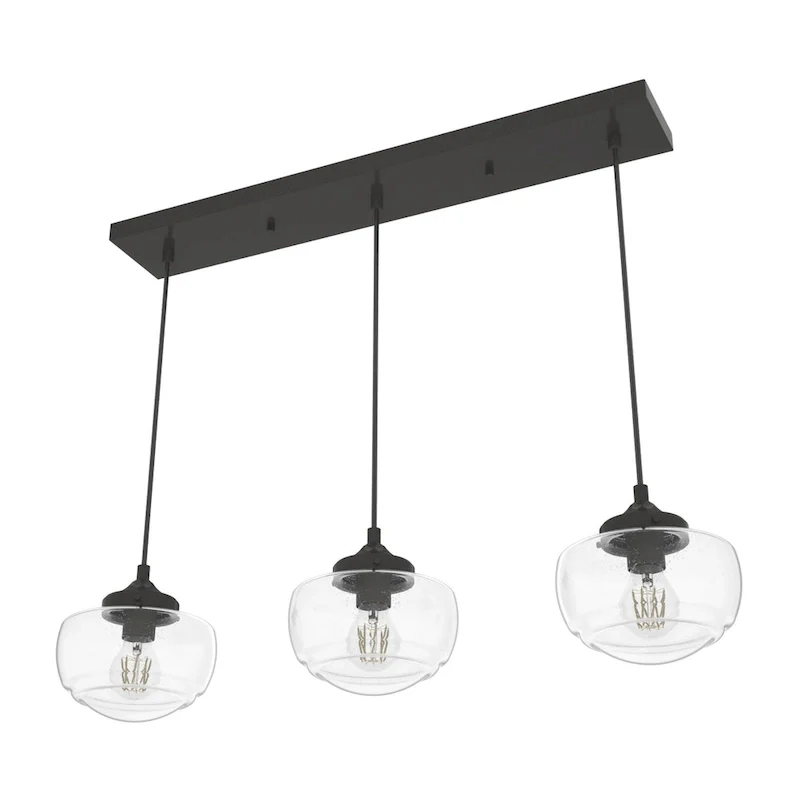 Hunter Saddle Creek 3-Light Linear Cluster Pendant - Kitchen Island, Dining Room - Modern Schoolhouse, Transitional