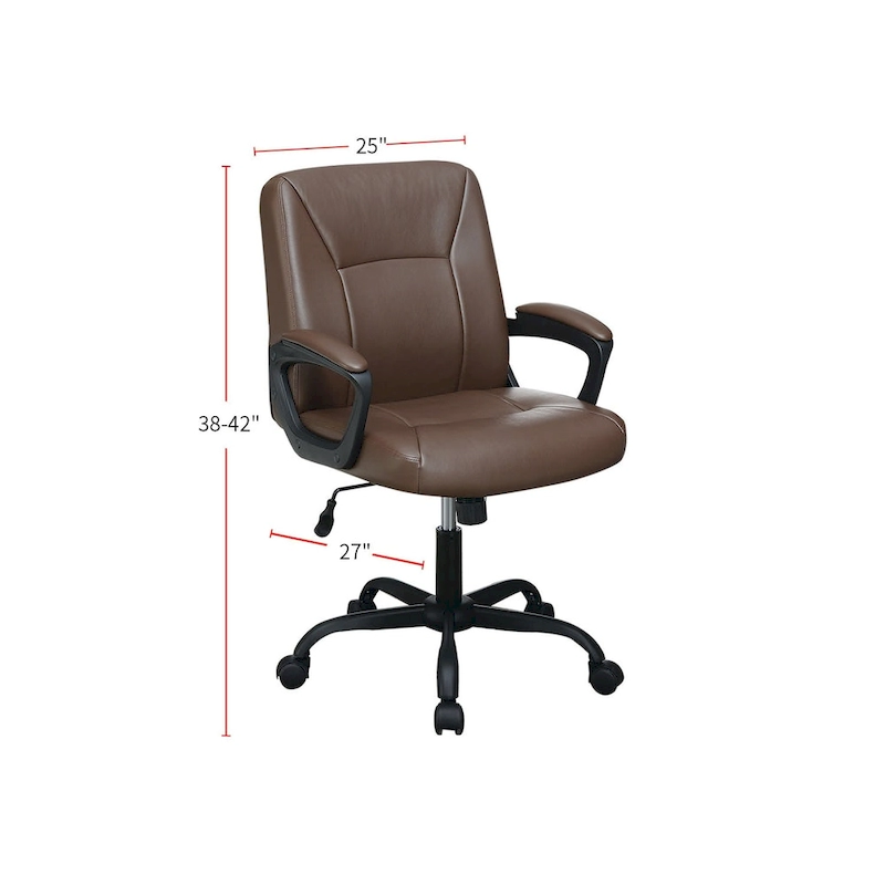 Adjustable Height Office Chair with Padded Armrests