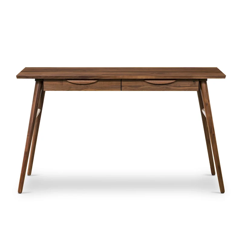 Poly & Bark Etta Office Desk - Solid Wood with Two Softclose Drawers