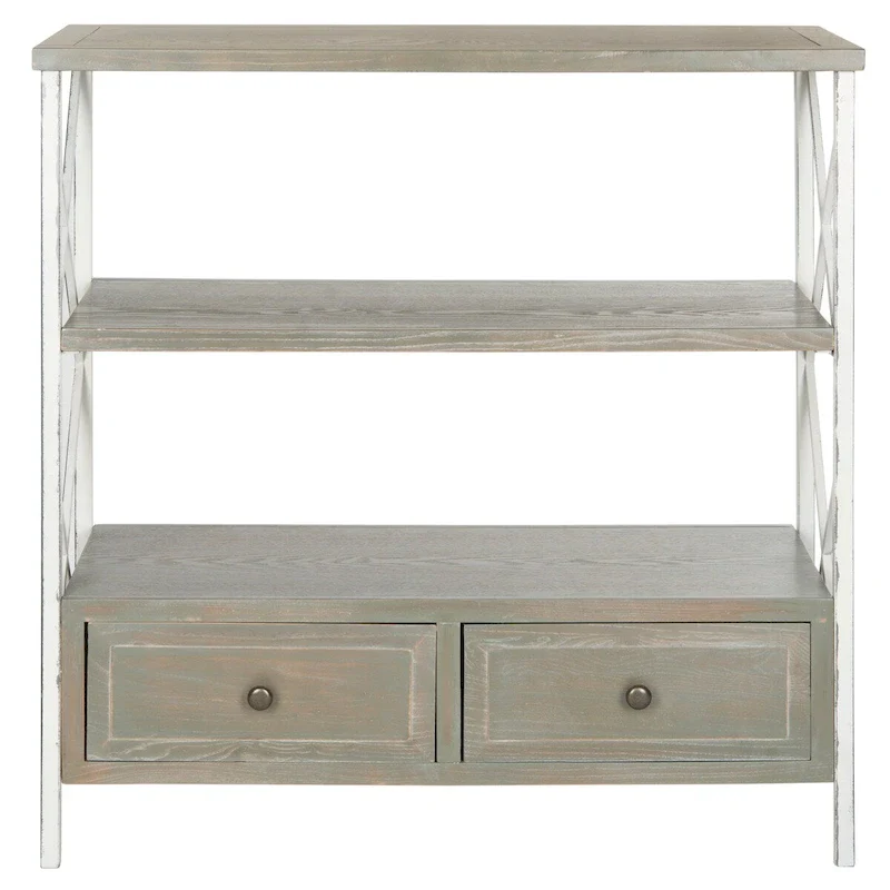Pale Blue Shabby Chic Storage Console Table — 33.9 x 15.2 x 34.8