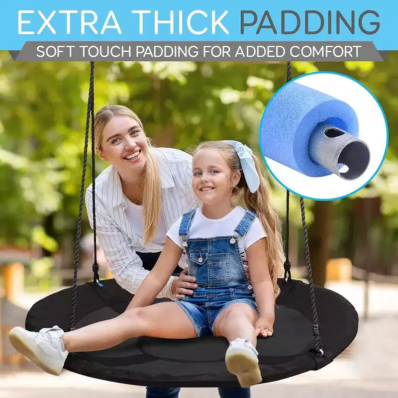 SereneLife Saucer Swing with Hang Kit - Black