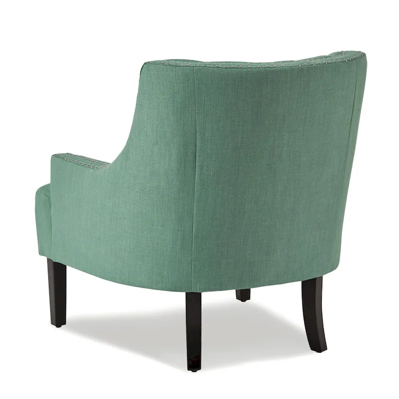 Teal Chenille Upholstered Accent Chair with Button-Tufted Back