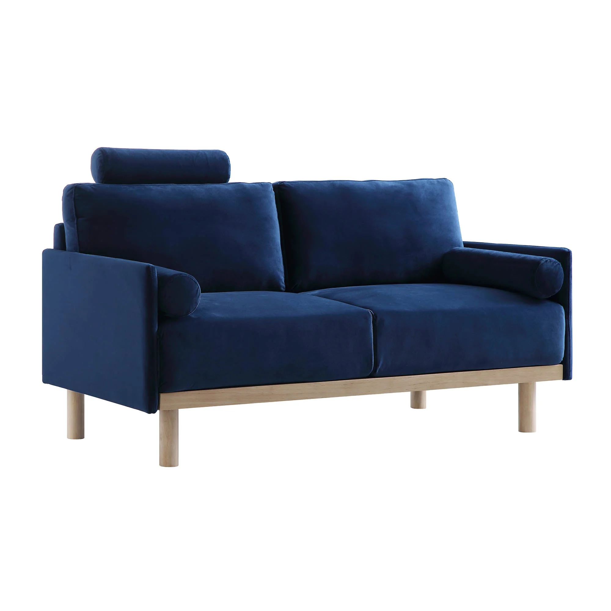 Navy Blue Velvet Sofa, 2-Seater