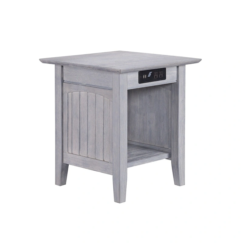 AFI Nantucket End Table with Built-in Charger in Driftwood