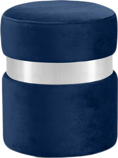 Heidi Round Velvet Ottoman in Grey, Black or Navy