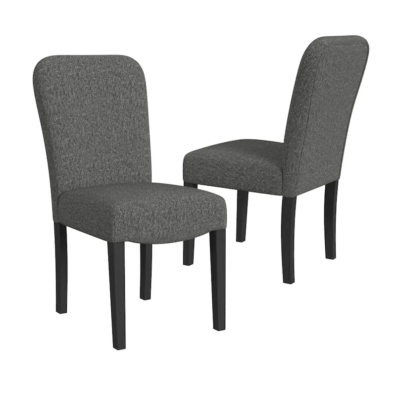 HomePop Rounded Back Upholstered Dining Chair-Black Woven (set of 2)