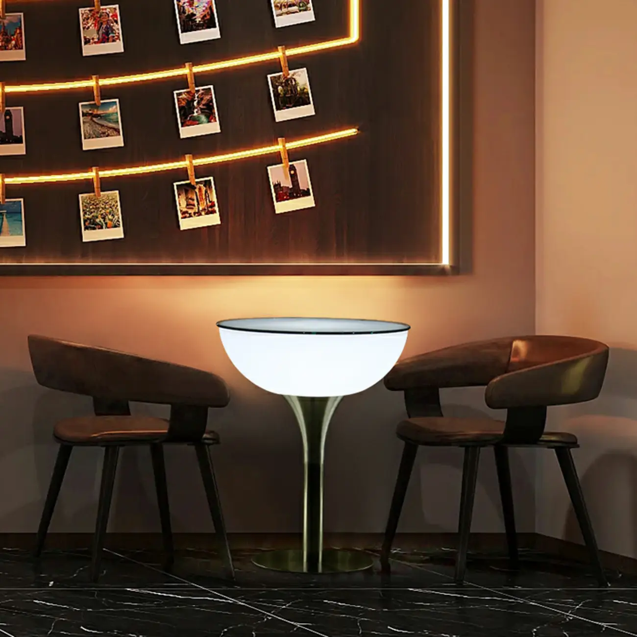 Modern Lighting White Acrylic Silver Metal Bar Tables