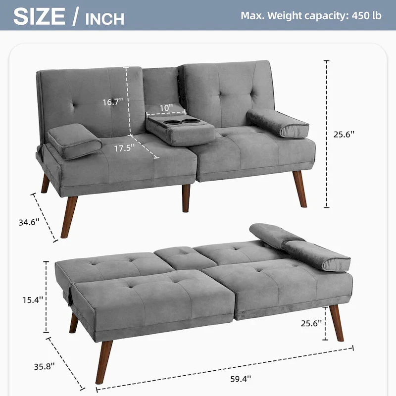 Futon Couch Sofa Bed, Small Sleeper Sofa Chair Loveseat