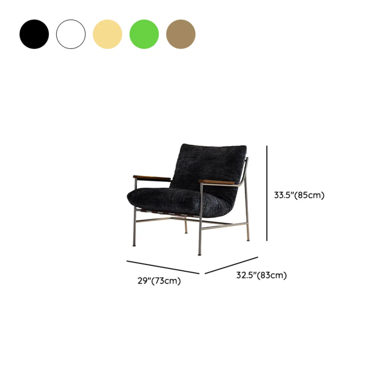 Mid-Century Modern Chenille Metal Frame Accent Chair