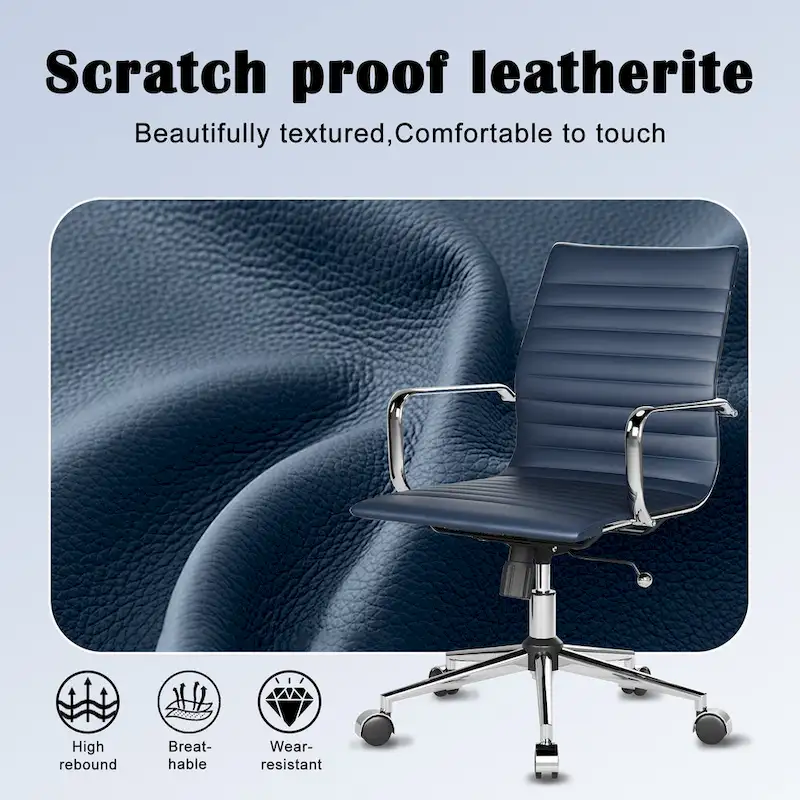 Black Ribbed Swivel Office Chair with Tilt Function