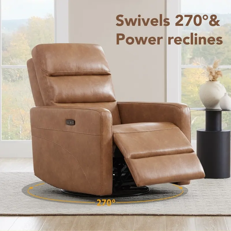 Power Swivel Recliner with Headrest and USB Charging Ports