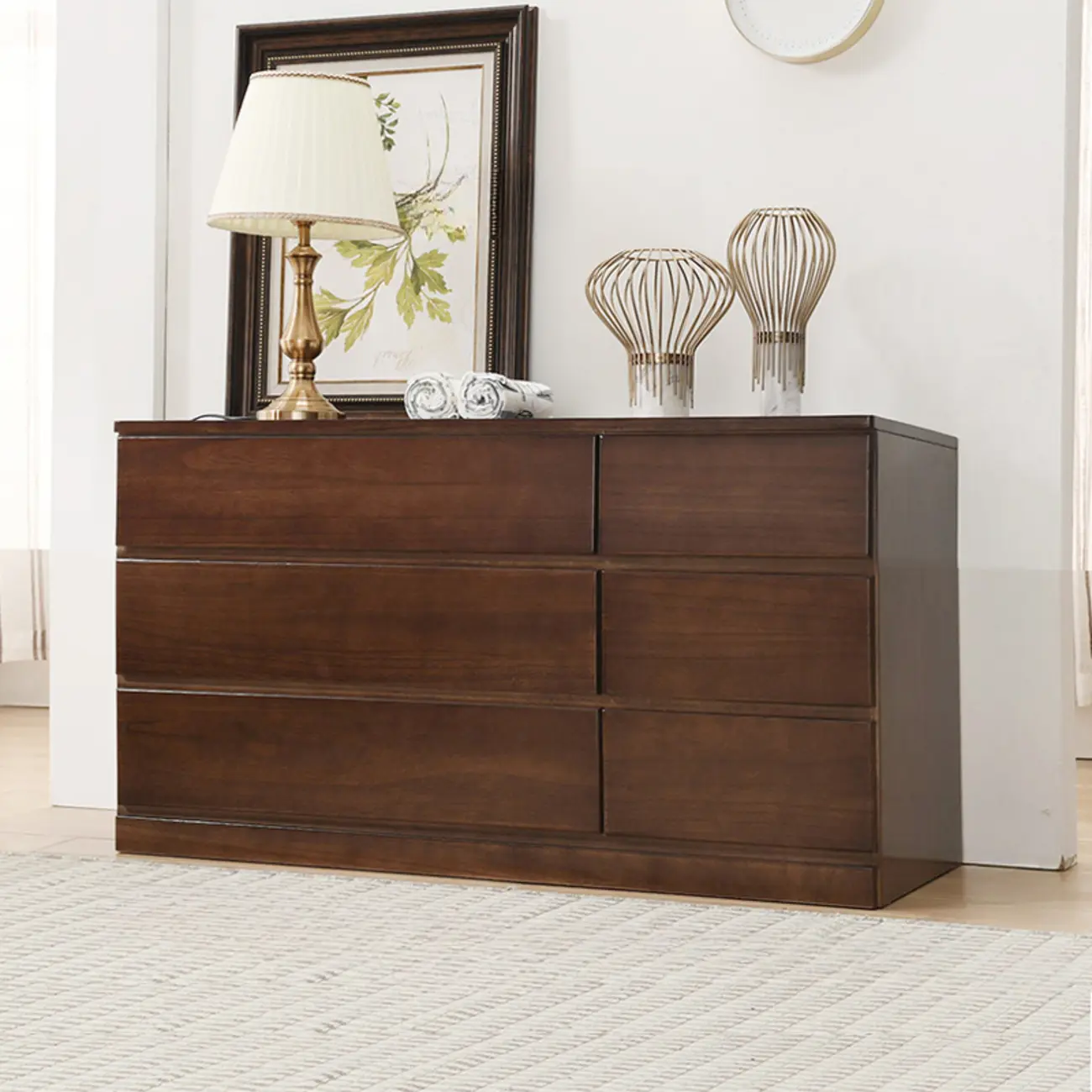 Classic Wooden Double Dressers with 7-Drawer