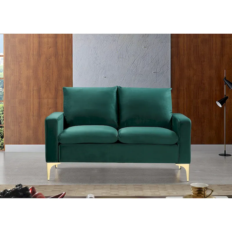Velvet Loveseat with Gold-Tone Legs