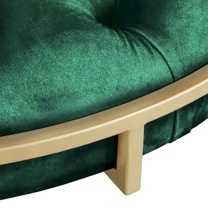 Gold Velvet Round Tufted Ottoman