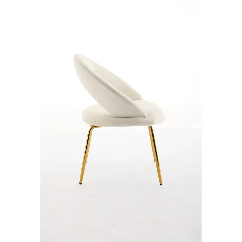 Velvet Dining Chair with Curved Backrest - Gold Legs - Single Seat