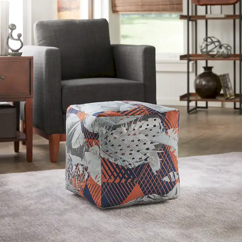 Upholstered Square Pouf Ottoman