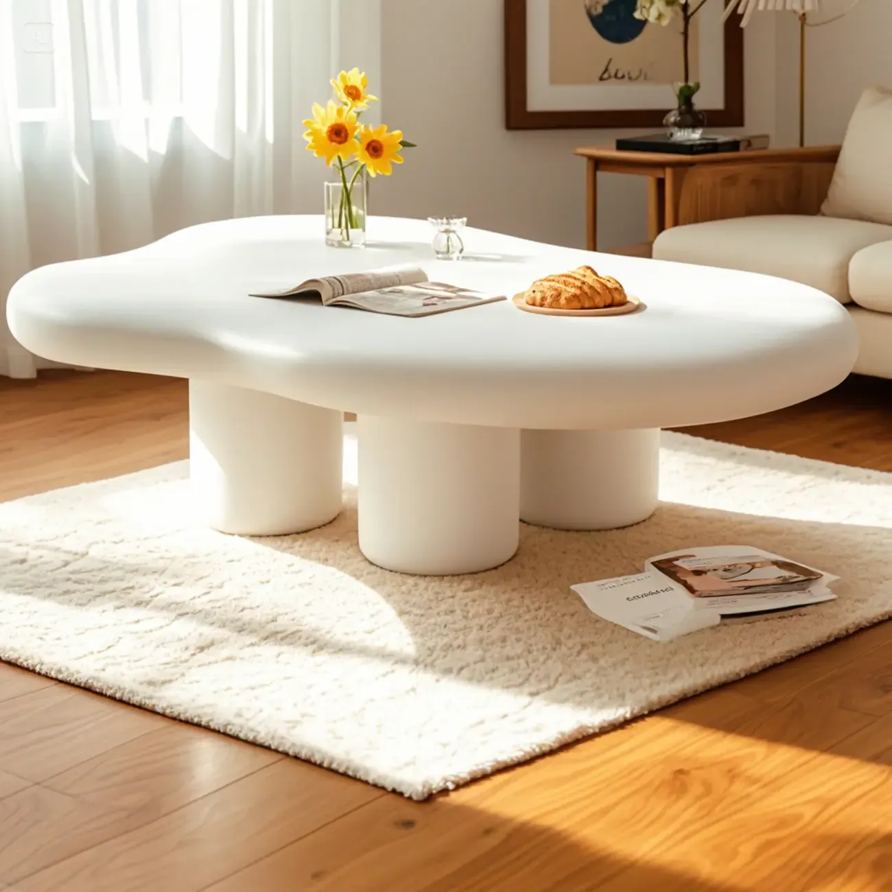 Modern Minimalist Cloud-Shaped Coffee Table for Living Room