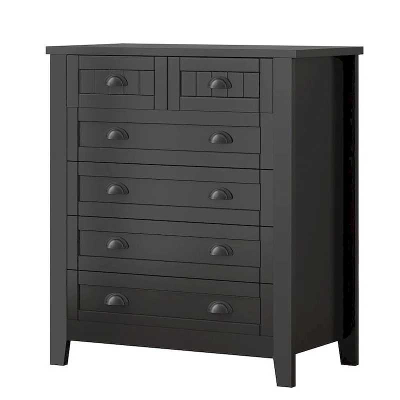 Modern Drawer Dresser with Solid Wood Frame and Retro Shell Handle