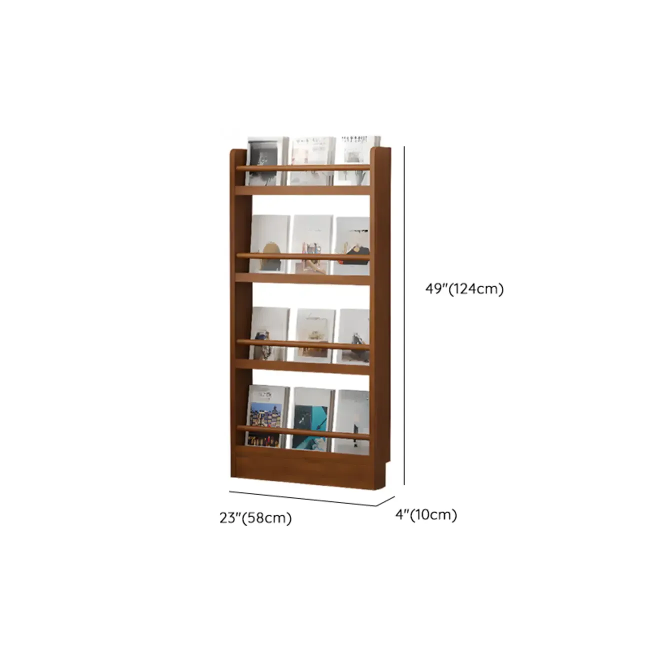 Rustic Brown Oak Bookcase Open Rectangular BookShelves