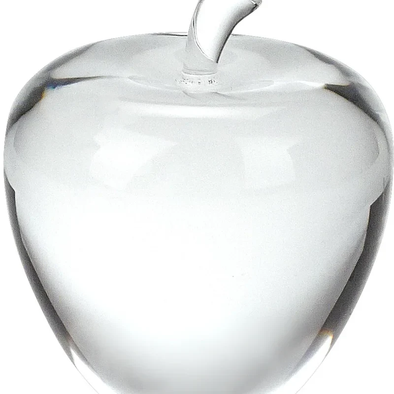 HomeRoots 4  Clear Crystal Apple Paperweight Tabletop Sculpture