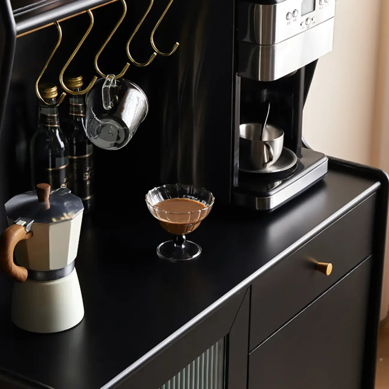 Modern Espresso Wood Versatile Kitchen Cabinet