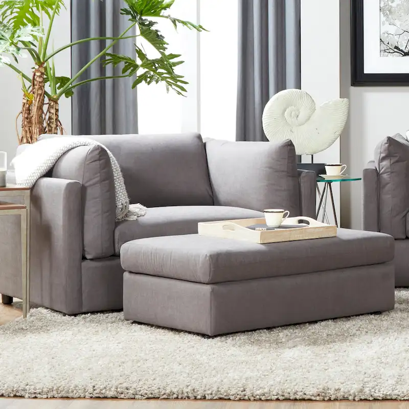 Navy / Carbon Gray Pillow Back Cuddler Chair with Ottoman, 1-Seat