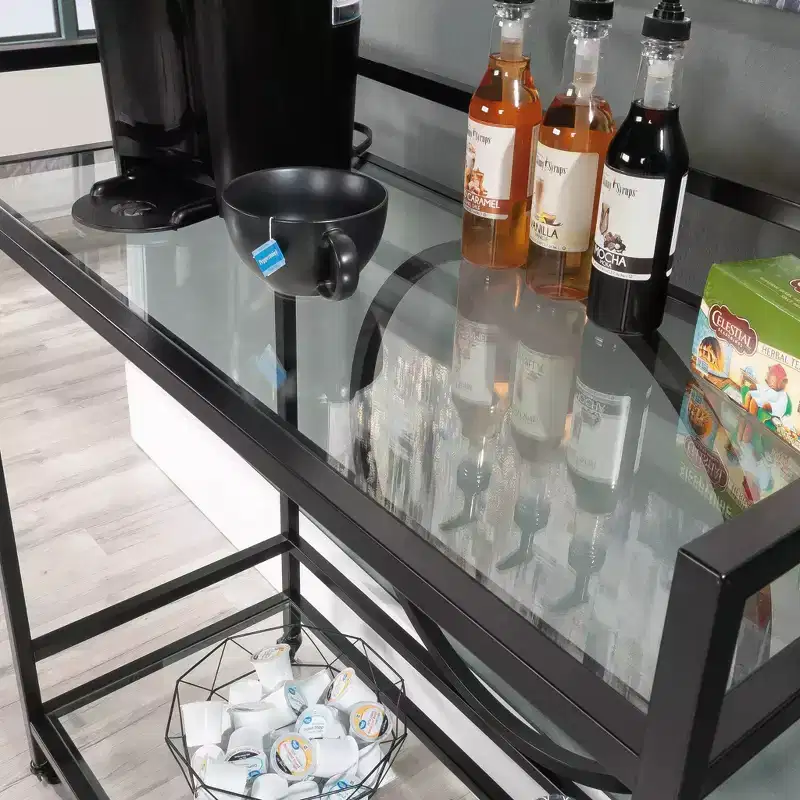Sauder International Lux Bar Cart with Glass