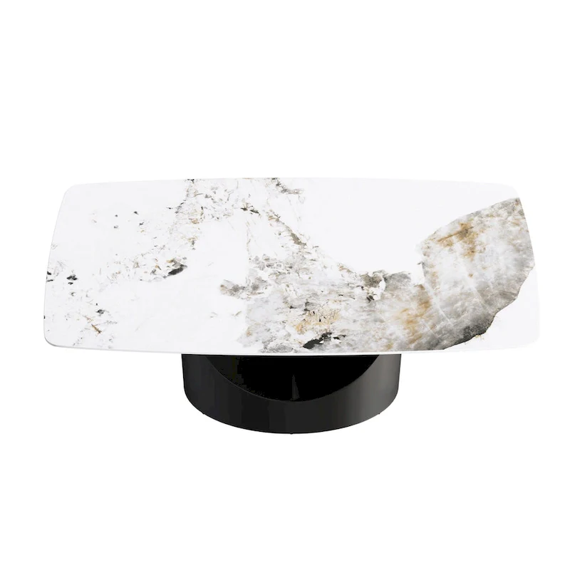 71  Modern Artificial Marble Dining Table with Carbon Steel Base