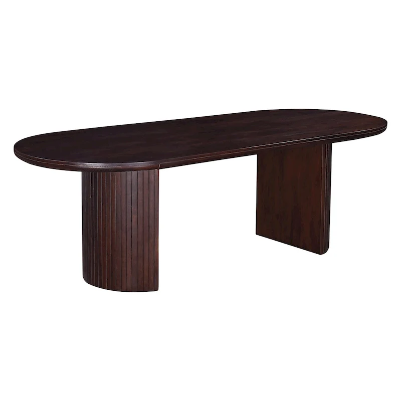 94 in. Brown Oval Double Pedestal Dining Table
