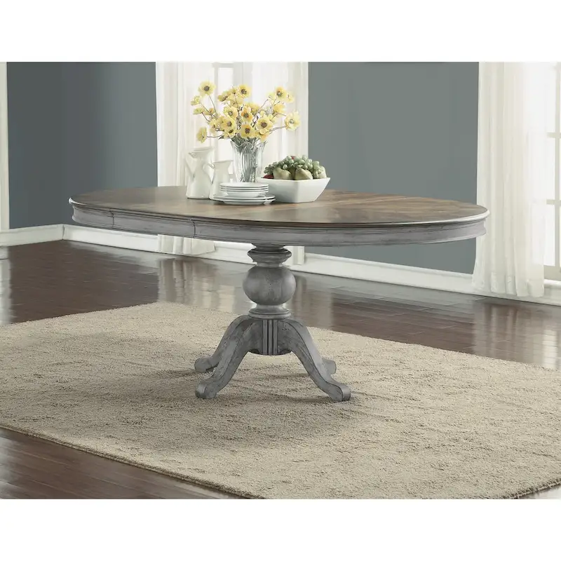 Gray Wood Pedestal Dining Table - 72 x 30 x 54