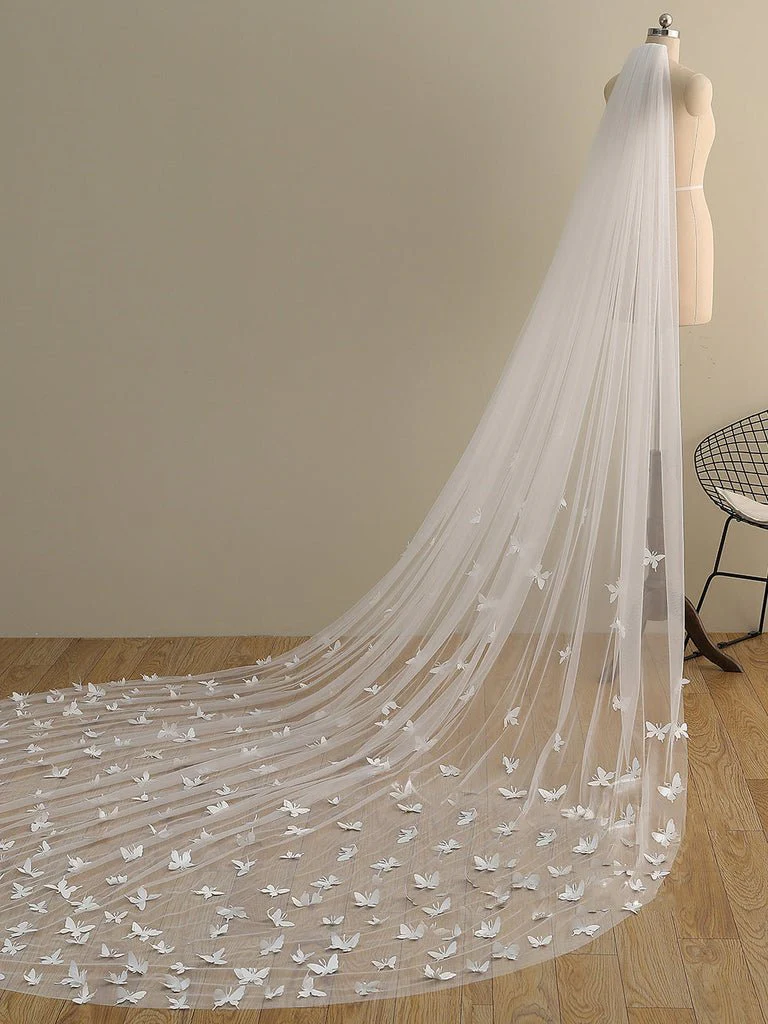 Cute Butterfly Cathedral Veil Bridal Veil Wedding Veil