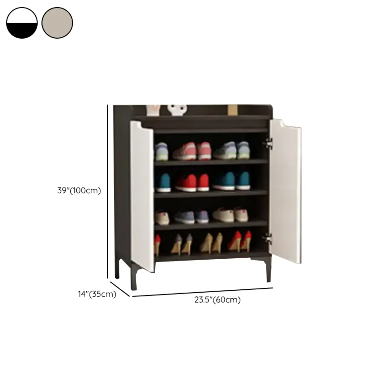 Sleek Milk Cocoa Wood Shoe Cabinet with Display Top
