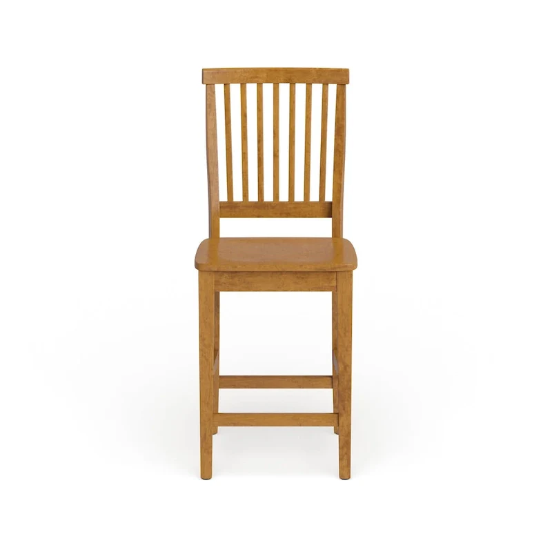 Counter Stool with Oak Finish and Contoured Seat