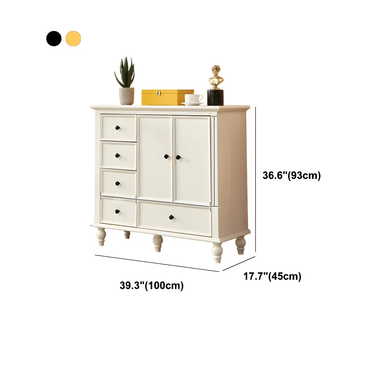Glam Vertical White Wooden Dresser with Cabinet
